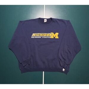 Vintage Michigan‎ Wolverines Sweatshirt Mens XL Russell Athletic Fleece Crewneck